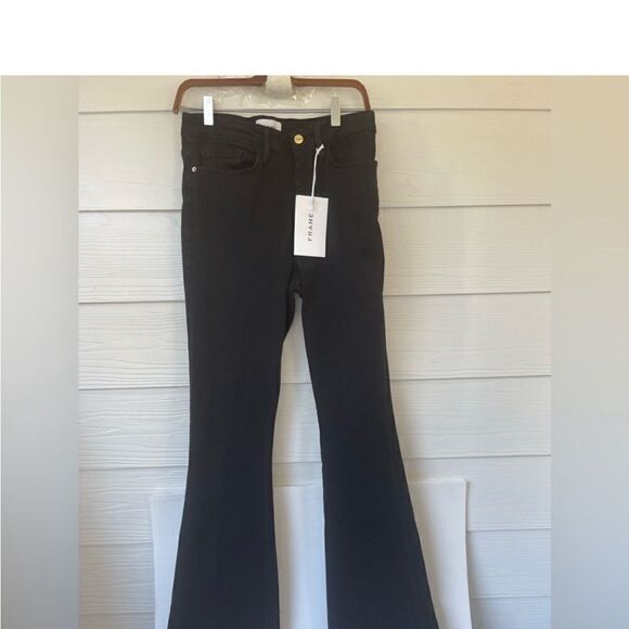 FRAME Le One Flare Front Slit Black size 2 NWT $268 - Picture 6 of 9